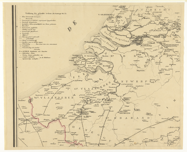 215057 Archeologische kaart van het zuidwestelijke deel van Nederland en een deel van België, met aanwijzing van de ...